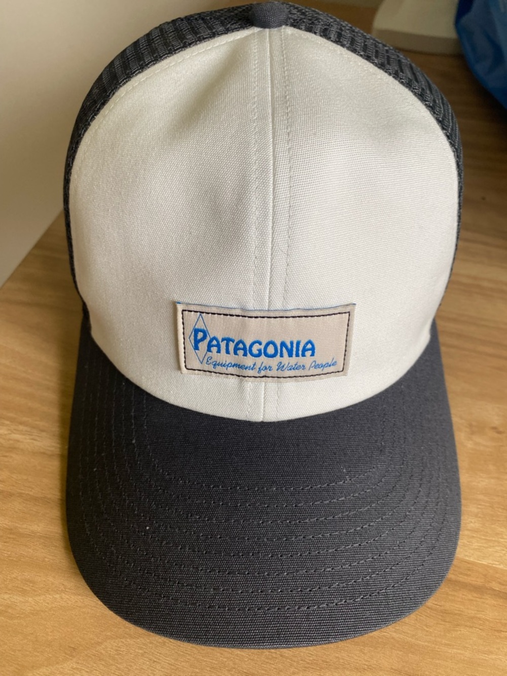 Patagonia White and Black Patch Trucker Hat